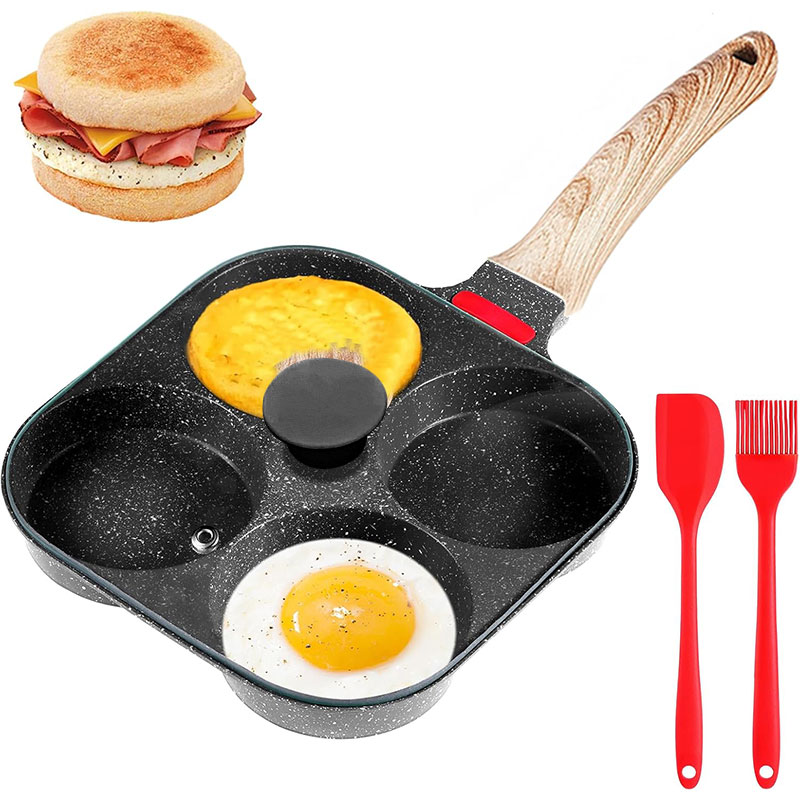 Mini Pancake Griddle - Wajan Penggorengan Telur Dalam dengan Tutup,