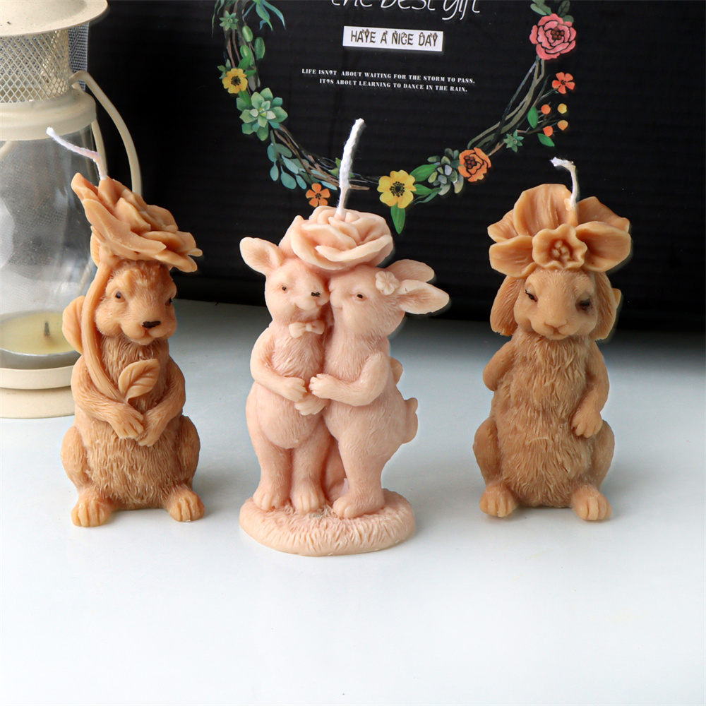 Bunny Cake Mold - Cetakan silikon lilin kelinci bunga 3D